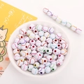 White round acrylic beads with colorful S-shape wave patterns for DIY jewelry making - 12mm White Colored Tennis (50pcs)