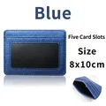 Slim blue PU leather card holder with 5 slots and transparent ID window 8x10cm - 8*10cm / 5 Slots Window Style / Blue