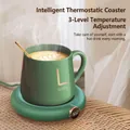 Set de posavasos inteligente con taza verde y pantalla de calefacción de 3 niveles - M-306 Versión USB (Sin Taza) / Verde