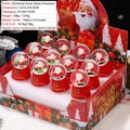 Christmas snow globe set with Santa Claus figures and red textured knit bases - 2349 Christmas Snow Balls (box Of 12) / Ball Diameter 4.5cm