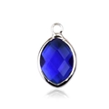 Blue marquise cut glass gemstone pendant with polished silver-tone metal frame - Silver - September