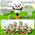 Cute panda resin figure from the Panda Le Youyou series on outdoor grass setting - HM178 Panda Joyful 8pcs / Full Set