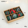 Set of 6 dark green wool felt Christmas ornaments with red dots and white snowflake patterns - Style K 6Pcs Dark Green Series