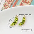 Green translucent pea pod charms with gold accents for DIY earrings and jewelry making - 19# Snow Pea