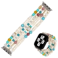 Bohemian beaded Apple Watch strap with multi-layer turquoise and white wood beads - B-wb220014a / L1（38/40/41）