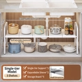 White expandable under-sink organizer with 5 removable shelves, adjustable width 53-88cm - Single Tier 5 Boards / Classic White