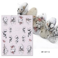 Detailed 5D relief nail stickers featuring white cotton and winter floral patterns - SW-5D116