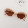 Kids oval sunglasses in apricot pink frames with brown lenses for sun protection - Pink