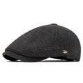 Berretto piatto in tweed grigio scuro stile vintage inglese con logo in argento - Regolabile / grigio scuro