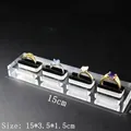 4-slot transparent acrylic ring display stand with black velvet slots and sleek finish - 4 Slots Clear Base Black Velvet 15*3.5CM