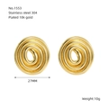 Détail de boucles d'oreilles créoles spirales de 27mm en acier plaqué or 18k - Or