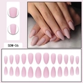 Detailed view of matte pink almond press-on nails with full 24-piece set layout - Matte Pink (SDM-06)