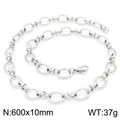 Collana a catena ovale in acciaio inossidabile argento, 600x10mm e peso di 37g - Argento 600x10mm(KN228737-Z)