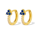 Eleganti orecchini a cerchio S925 in oro con grappoli di zirconi blu e pietre bianche - Oro Blu
