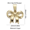 Gold-plated copper bow pendant 28x22mm for DIY necklaces and earrings jewelry making - YSN007-01 Gold Bow