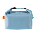 Light blue insulated lunch bag with orange handle and roll-top buckle closure - Blue