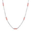 Collier minimaliste en acier titane 1,5 mm avec perles en résine rose clair et chaîne argent - Chaîne Argentée Perle Rose (KN232219-Z)