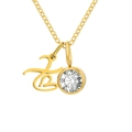 Collier doré en acier inoxydable avec pierre de naissance ronde et pendentif lettre - Lettre X / Or