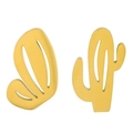 Detailed view of minimalist gold cactus stud earrings with a polished metallic finish - Cactus Style / Gold