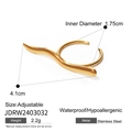 Detailed view of adjustable 18k gold irregular wavy ring made of waterproof stainless steel - Wave Shape Open Style (JDRW2403032) / Gold