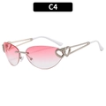 Occhiali da sole Y2K senza montatura con lenti sfumate rosa e cuori in metallo - Montatura Argento Lenti Doppio Rosa
