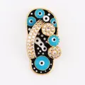 Goldener Flip-Flop-Anhänger mit blauem Emaille-Auge und funkelnden Strasssteinen - M916513-Black Schwarzer Pantoffel-Anhänger