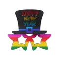 Rainbow gradient star glasses with a black Happy New Year top hat for party decor - Colorful Star Hat New Year Mask Glasses