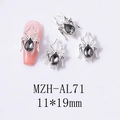 Detail of silver 3D spider nail art charm with grey teardrop diamond, size 11*19mm - Silver Base + Dark Grey Rhinestone (AL71) / 11*19mm