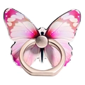 Close-up of pink and white butterfly phone ring holder with a rose gold metal stand - Pink White Gradient