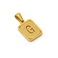 Rectangle 18K gold-plated titanium necklace pendant with frosted texture letter G - Letter G - Gold