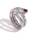 Drelagiger silberner Edelstahl-Ring mit Herz-Zirkon und rechteckigen Edelsteinen - Herz-Pfeil Offener Ring / Stahlfarbe-Transparentes Rosérot (R4966)