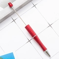 DIY plastic beaded ballpoint pen with creative red glitter finish and silver metal accents - Glitter Wine Red
