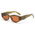 Retro olivgrüne transparente Cat-Eye Sonnenbrille mit orangen Gläsern im Y2K-Stil - Vintage Grün