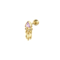 French vintage S925 silver stud earring with purple triangle gem and tassel - Purple