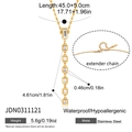 Detailed view of gold stainless steel Y-necklace with dimensions 45 plus 5cm length - Square Rhinestone Drop Style (JDN0311121)