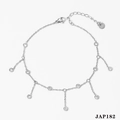 Edelstahl Fußkette in Silber mit runden Zirkonia-Anhängern und Karabinerverschluss - Edelstahl / Silber (JAP182)