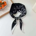 French style black and white paisley silk scarf with bohemian prints and satin finish - Retro Paisley Print