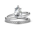 Set di anelli in argento S925 con zircone a pera e fascia eternity scintillante - Argento Platino DY121021