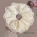 Oversized crème kanten haarelastiekje met bloemenpatroon van circa 19 cm breed - #3 Kant Off-white 4 Lagen 18 Cm