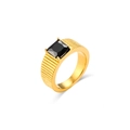 Gouden ring met vierkante zwarte edelsteen en opvallende gestreepte textuur op de band - US 6 / Zwart