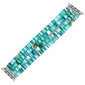 Bohemian four-strand Heishi bead watch strap with gold star charms for Apple Watch - Size L Fits 38/40/41mm / Blue Green White Stars