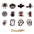 Set aus 12 Halloween-Geschenkanhängern mit Blutspritzern und natürlicher Jutekordel - Halloween Anhänger Dekoration Stil B