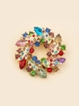 Spilla ghirlanda di fiori in strass colorati con base dorata e cristalli vivaci - Colorato