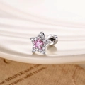 Pendientes de estrella de plata con circón rosa y cristales para mujer - Rosa (Pieza única)