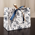 Floral paper gift bag with butterfly patterns and elegant blue ribbon handles - Blue Floral with Text / Small 18*16*10cm