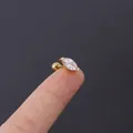 16G gold plated stainless steel tragus earring with marquise cut cubic zirconia - Marquise Style (6#) / Gold