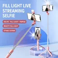 Pink multi-functional selfie stick with LED ring light and foldable tripod stand - Pink Extended 1m With Light (Z8S)