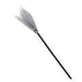 Halloween glowing witch broom with grey mesh bristles and black handle for party decor - Gray Broom