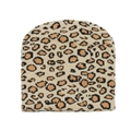Close-up of leopard print knitted beanie showing detailed khaki and brown jacquard texture - M (56-58cm) / Khaki Leopard