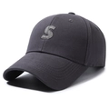Dark grey baseball cap featuring a premium silver embroidered letter S on the front - Adjustable / Gray
